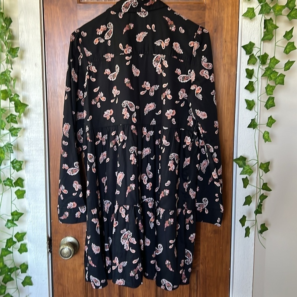 Paisley Print Cotton Blend Tiered Mini Boho Cottage Dress | S - Picture 3 of 10